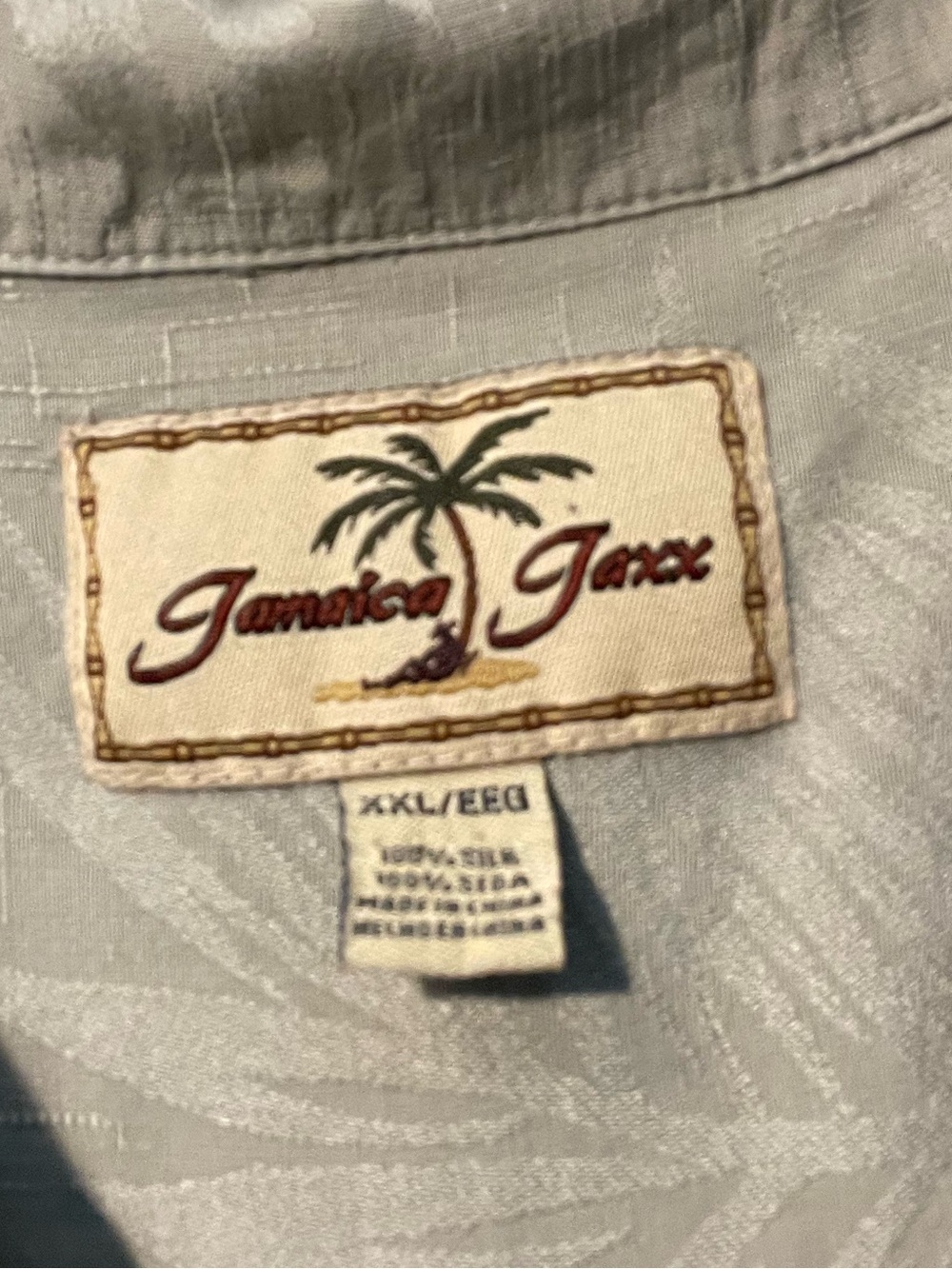 Jamaican Jaxx 100 % silk Men's Short-Sleeve Palm-Print Camp Shirt. Size XXL GUC - Picture 8 of 8